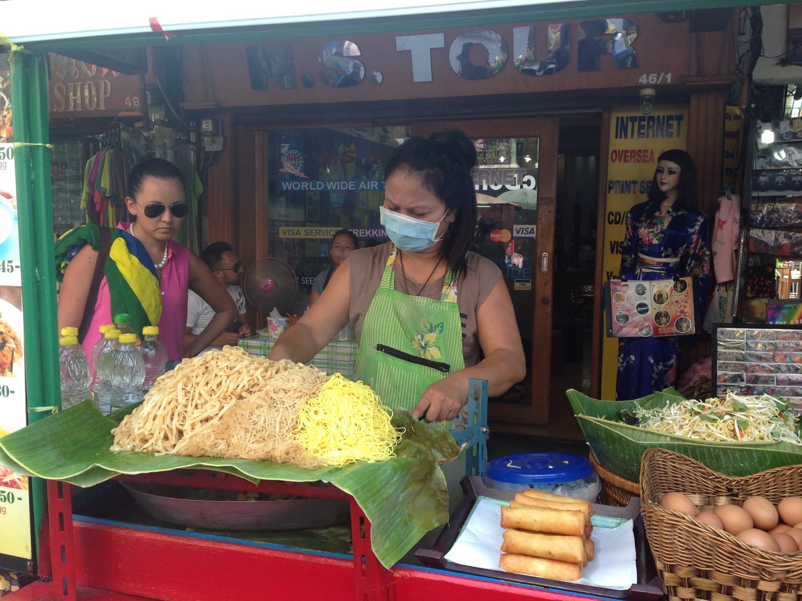 Image of cooking Pad Thai on Khao San Road in Thailand