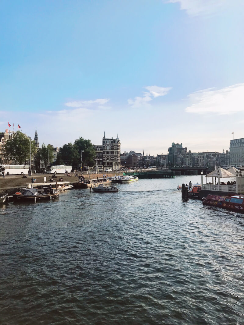 Image of Amsterdam canals, first view as you arrive for 48 hours in Amsterdam