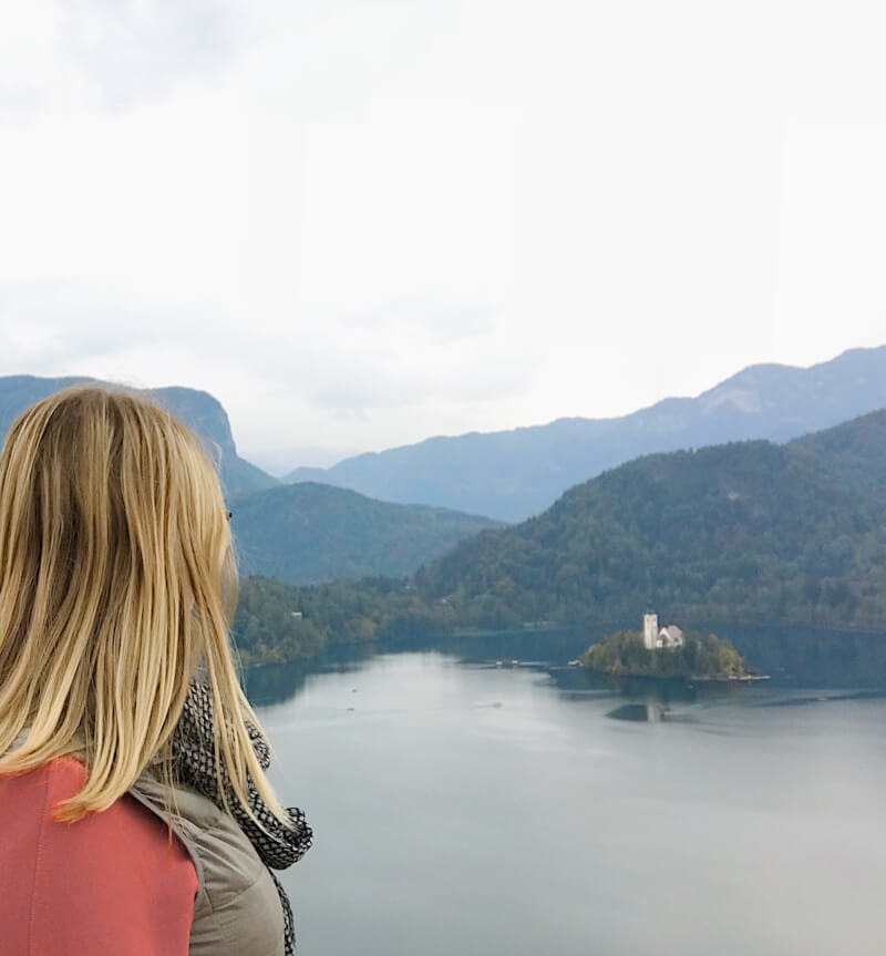 image of view of lake bled from Bled Castle