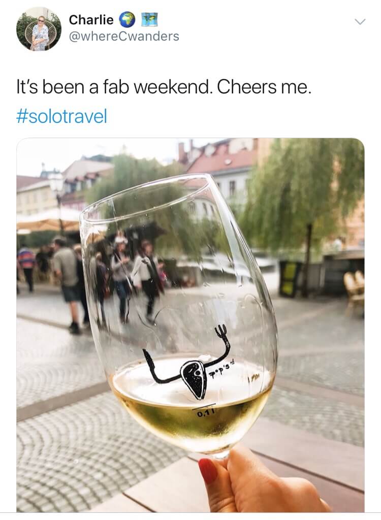 Image of tweet about solo travel