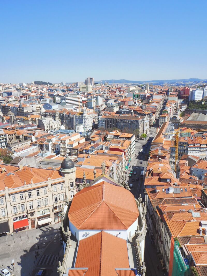 View from the top of Clรฉrigos tower in Porto