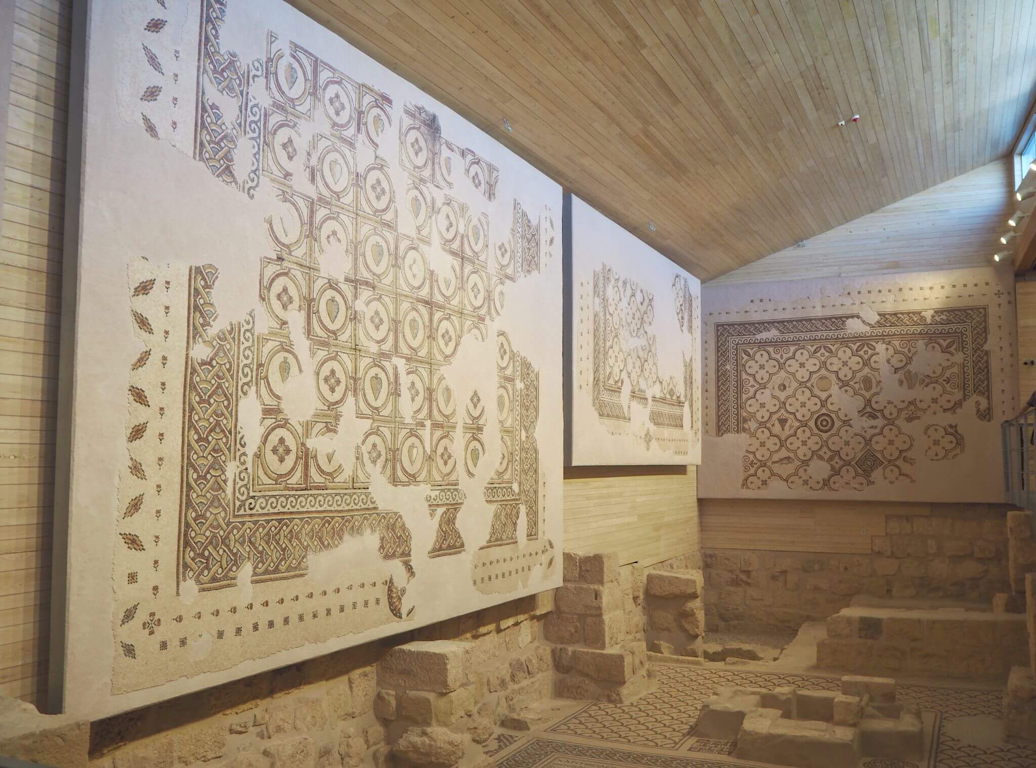 mosaics inside the church at Mount Nebo