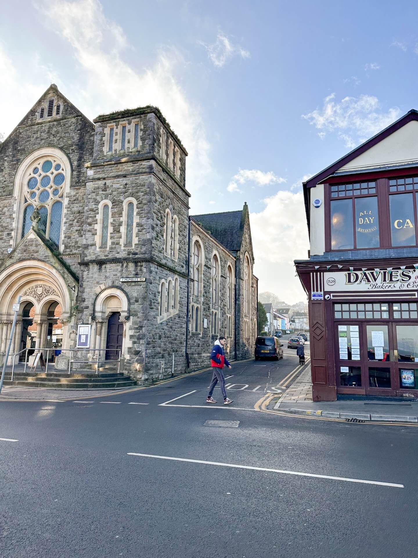 image of mumbles town centre in Gower