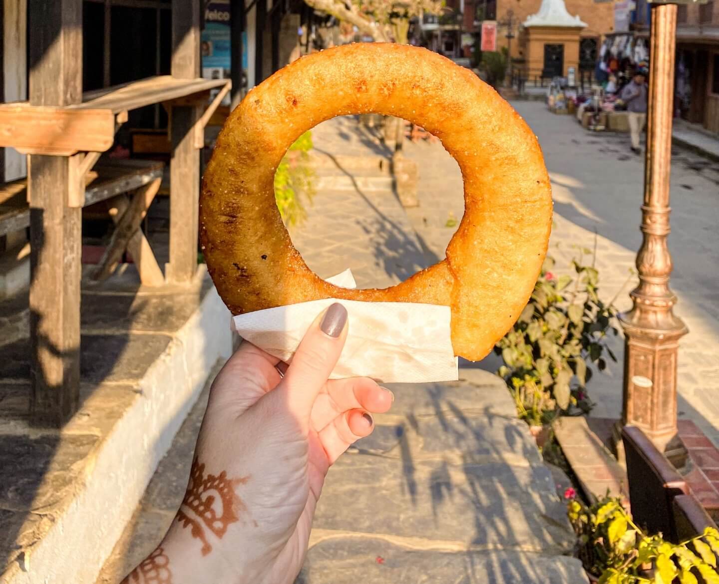 image of Sel Roti in the streets of Bandipur Nepal.