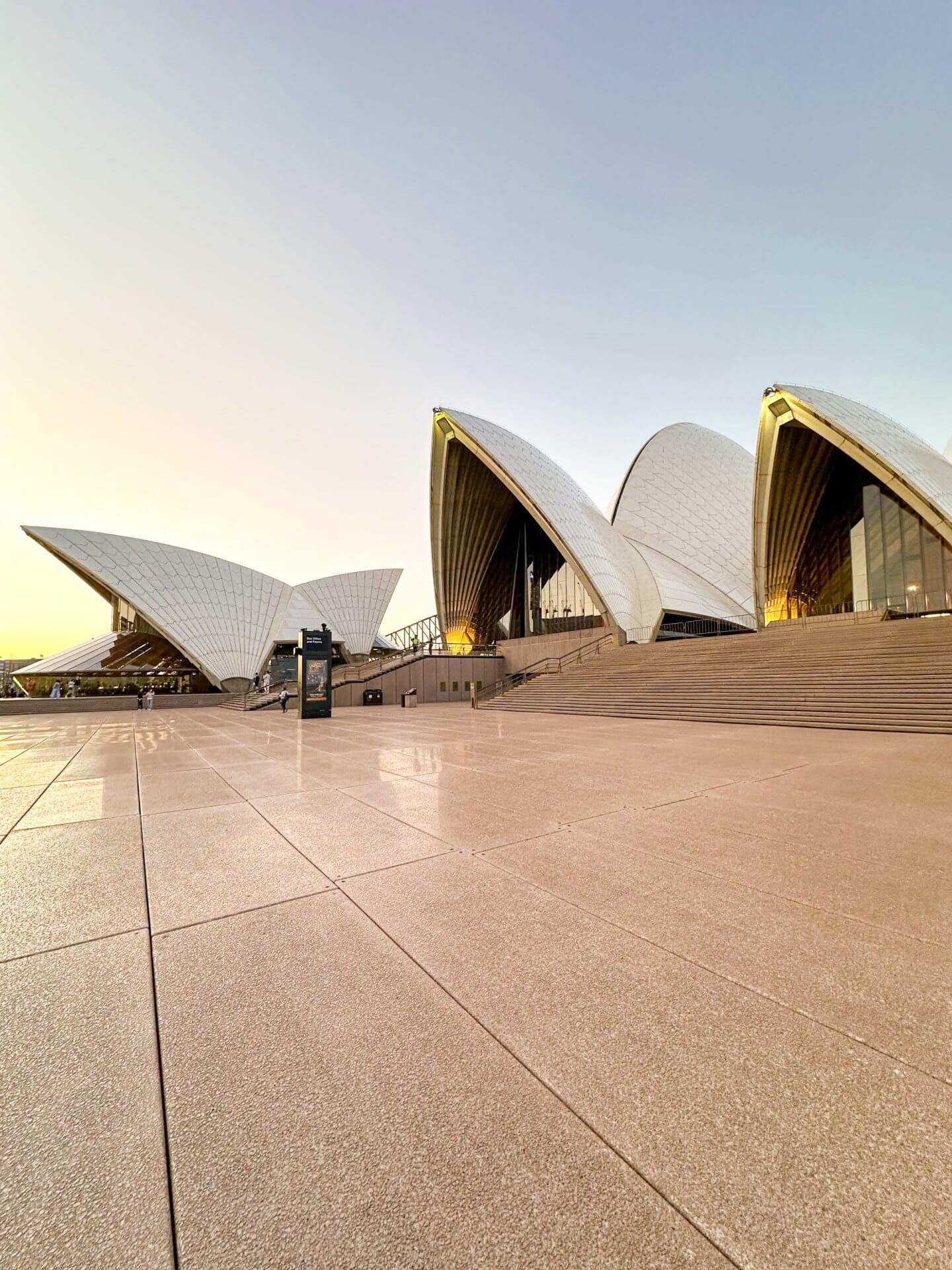 Image of the Sydney Opera house close up showing the three sails - free fun things in Sydney
