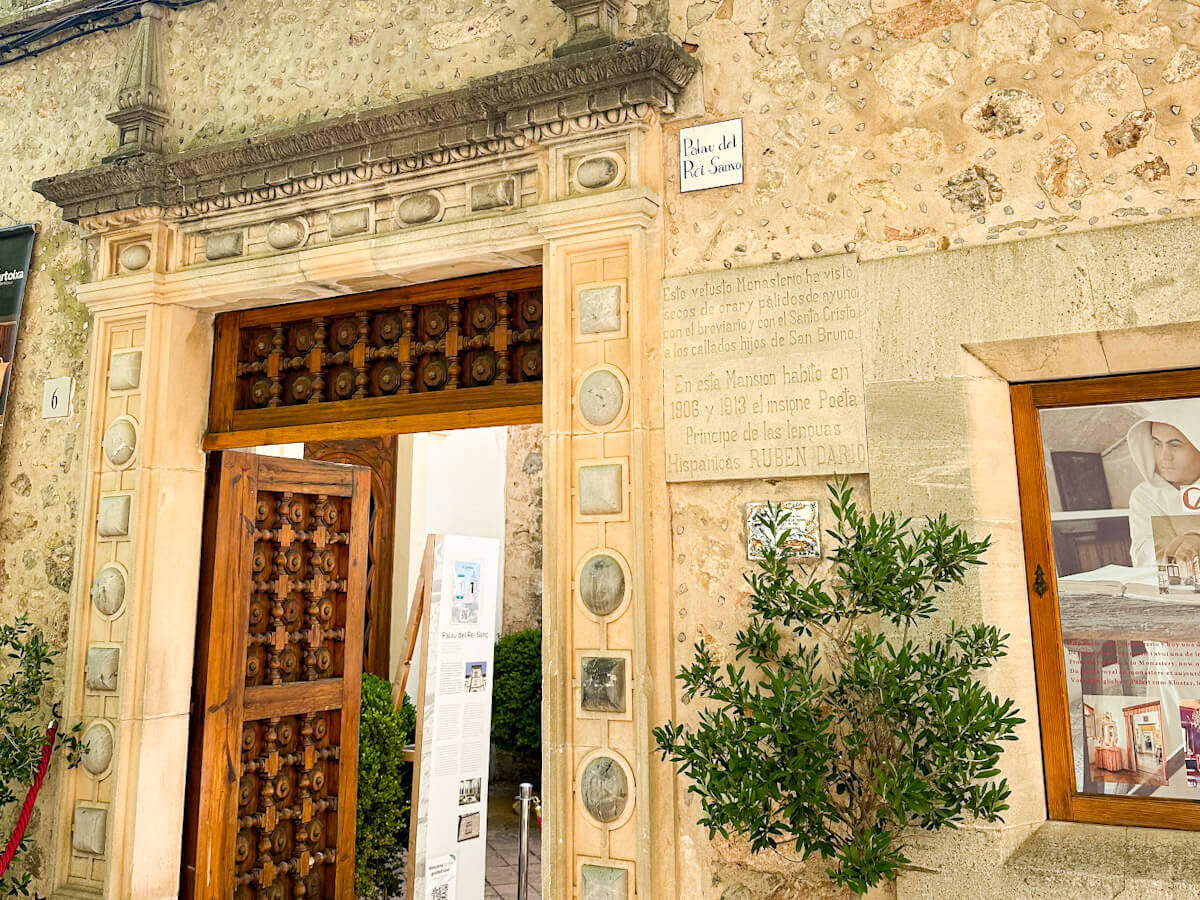The ornate entrance to the Palau del Rei Sanç in Valldemossa, a historic royal palace