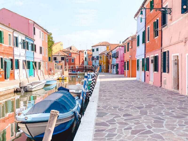 image of coloured street in Burano Venice